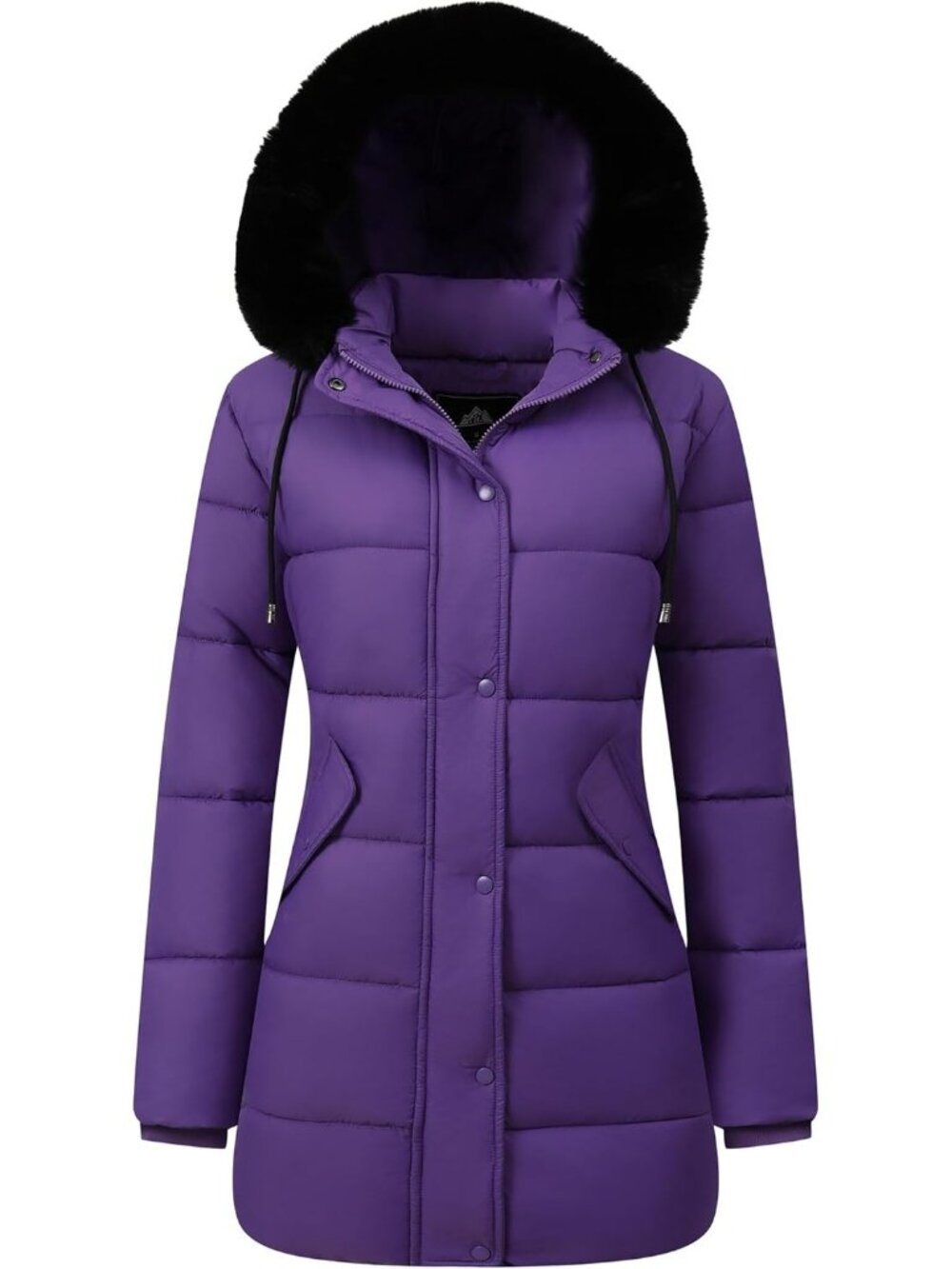 〽️Purple Women's Long Puffer Jacket Warm Waterproof Snow Coat Faux Fur Hood